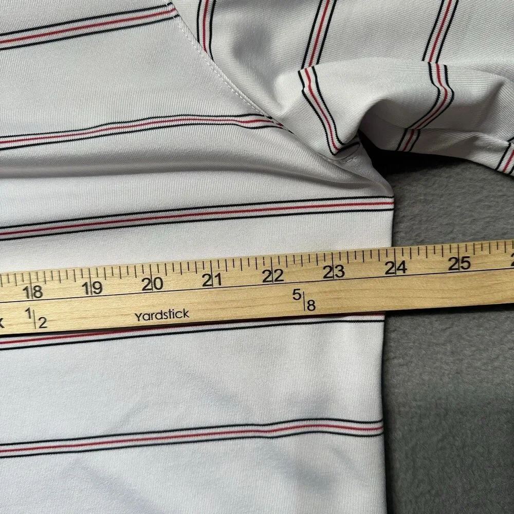 Antigua Men's XL Golf Polo Shirt White Striped Performance Moisture Wicking EUC